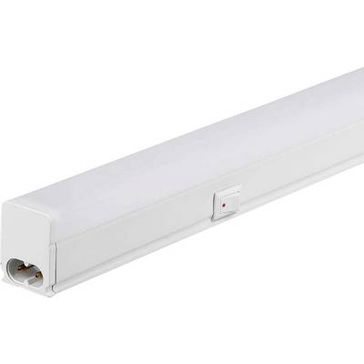 Witte fluorescentie-armatuur met ingebouwde aan-/uitschakelaar en elektrische connector aan één uiteinde