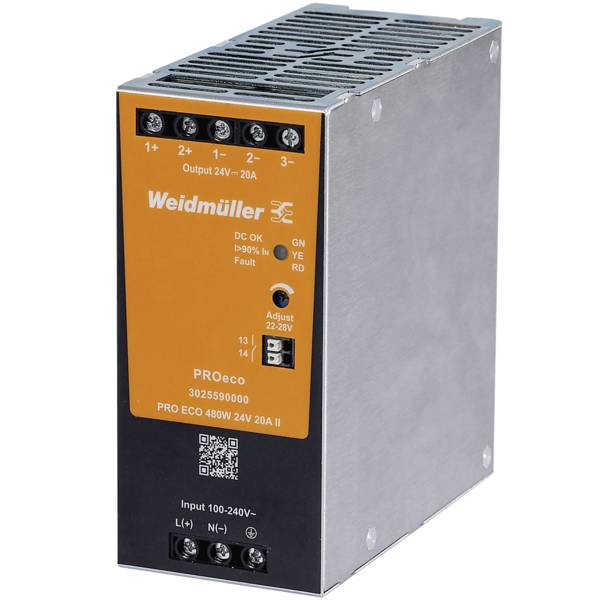 Weidmüller 3025590000 Stroomvoorziening 24 V 20 A 480 W Inhoud 1 stuk(s)-0
