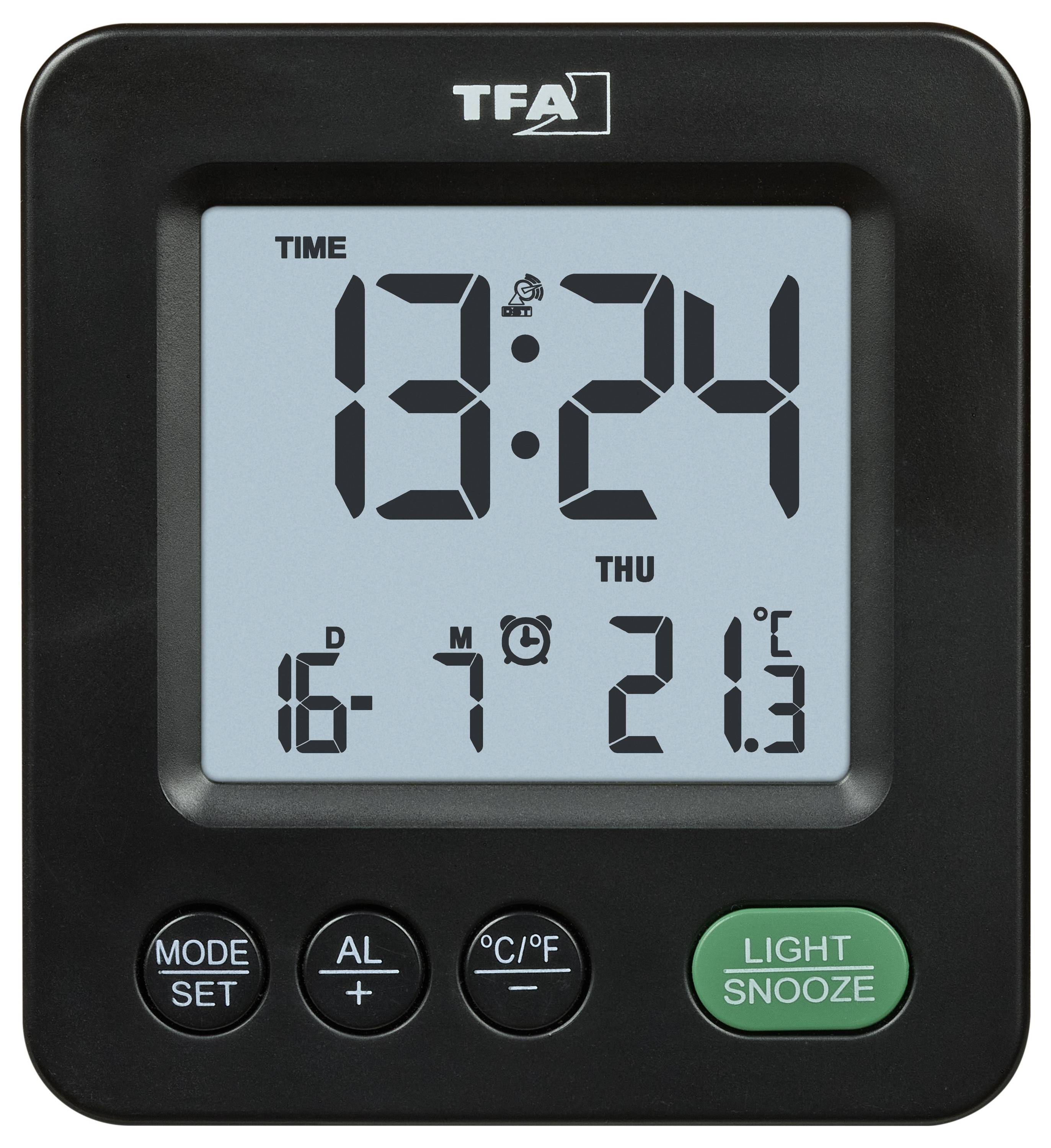 TFA Dostmann 60.2567.01 Wekker Zendergestuurd Zwart Alarmtijden 1-1