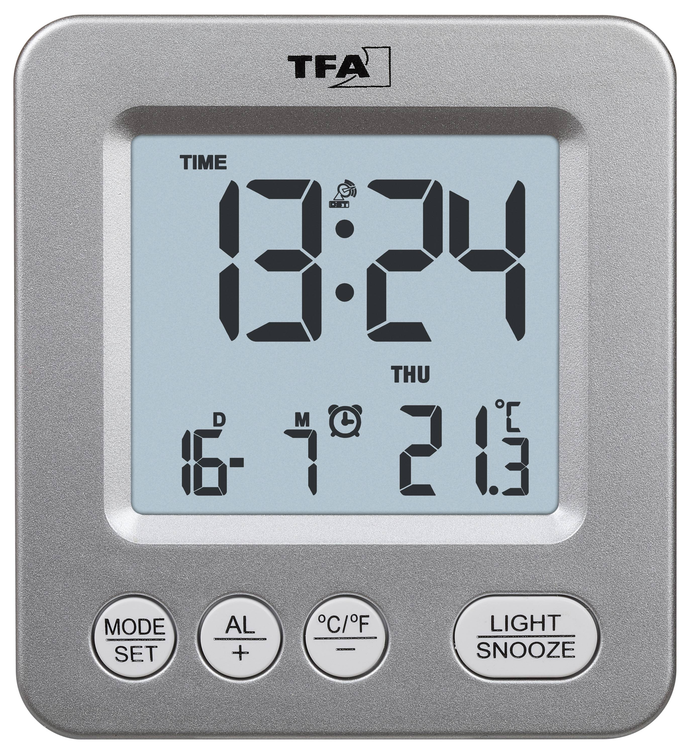 TFA Dostmann 60.2567.54 Wekker Zendergestuurd Zilver Alarmtijden 1-2