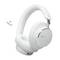 Witte AKG over-ear draadloze koptelefoon met een kleine USB-dongle ernaast op een effen achtergrond.
