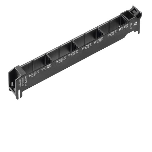 Grijze kabel met twee metalen multi-pin connectoren op een witte achtergrond, waarschijnlijk een data- of computerkabel.