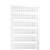 Witte verticale wandradiator met zes horizontale secties op een eenvoudige achtergrond.