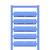 Blauwe ladder met vijf horizontale sporten van voren bekeken, geïsoleerd op een witte achtergrond.