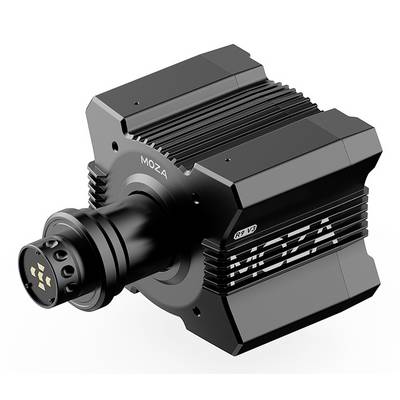Zwarte MOZA R9 V3 direct drive racing wheel base getoond in een studio productfoto