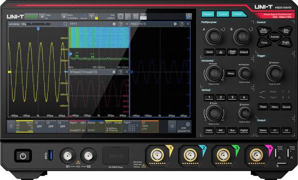 Uni-T MSO5104HD Analoge oscilloscoop, Digitale oscilloscoop  1 GHz  5 GSa/s 500 Mpts 12 Bit Mixed-signal (MSO), Spectrumanalyzer 1 stuk(s)