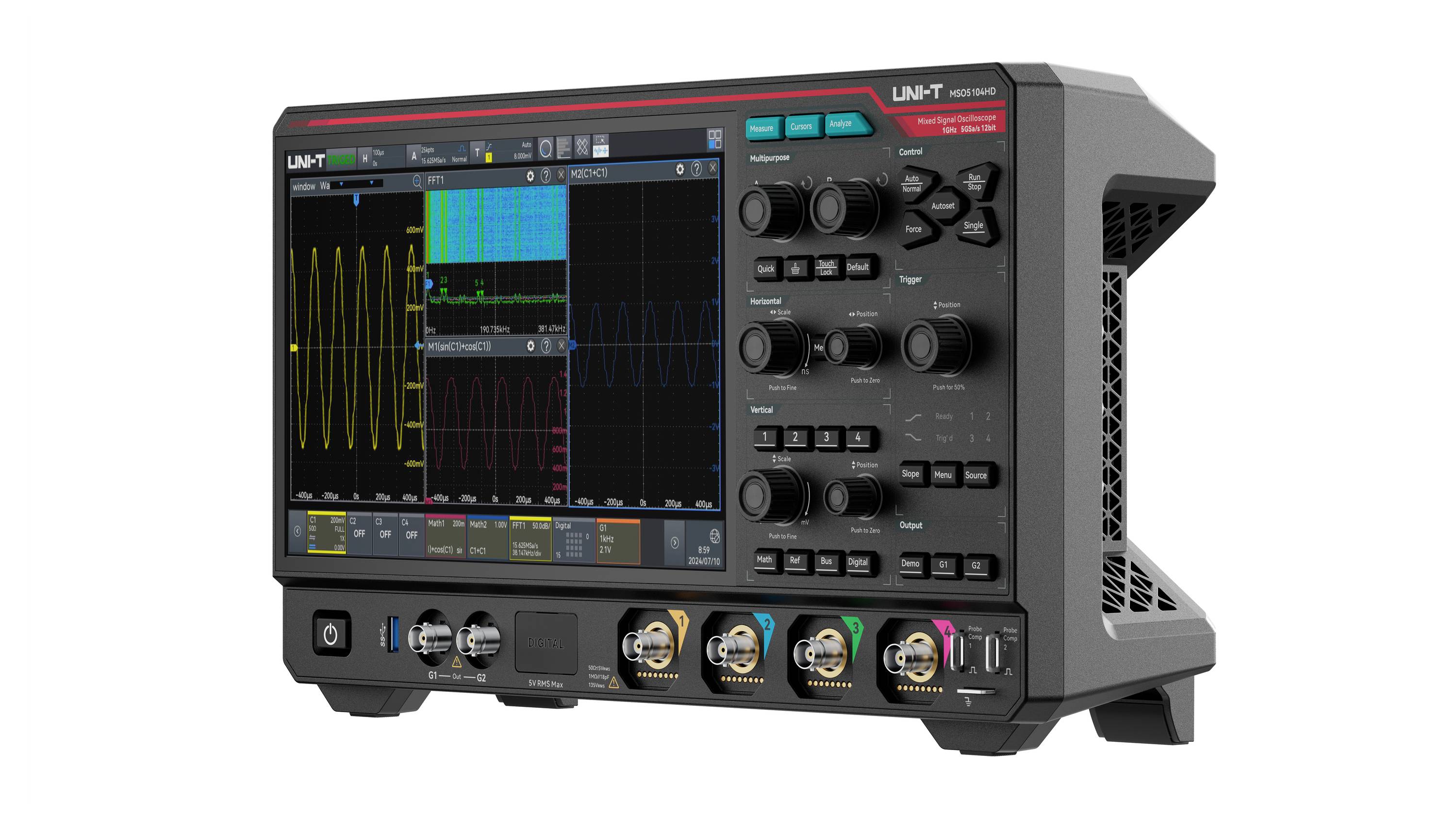 Uni-T MSO5034HD Analoge oscilloscoop, Digitale oscilloscoop 350 MHz 2 GSa/s 200 Mpts 12 Bit Mixed-signal (MSO) 1 stuk(s)-2