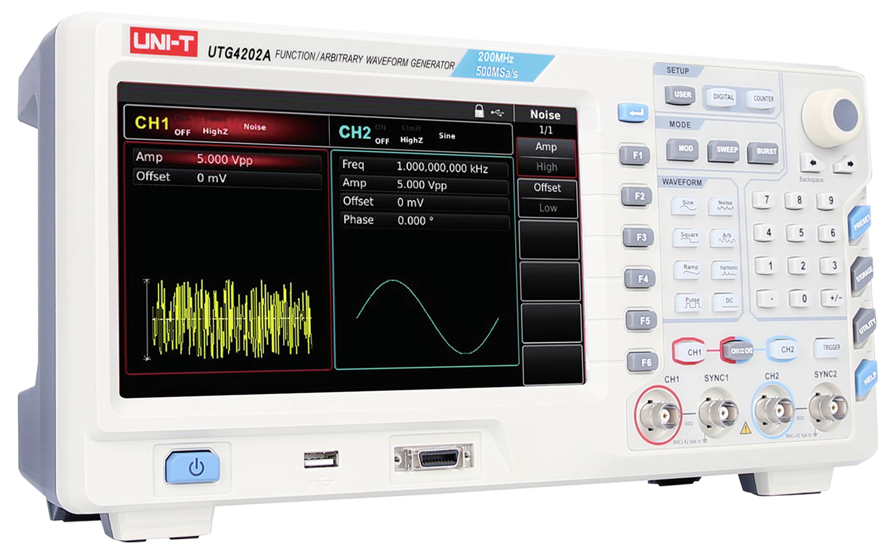Uni-T UTG4202A Functiegenerator 1 µHz - 200 MHz 2-kanaals Arbitrair-1