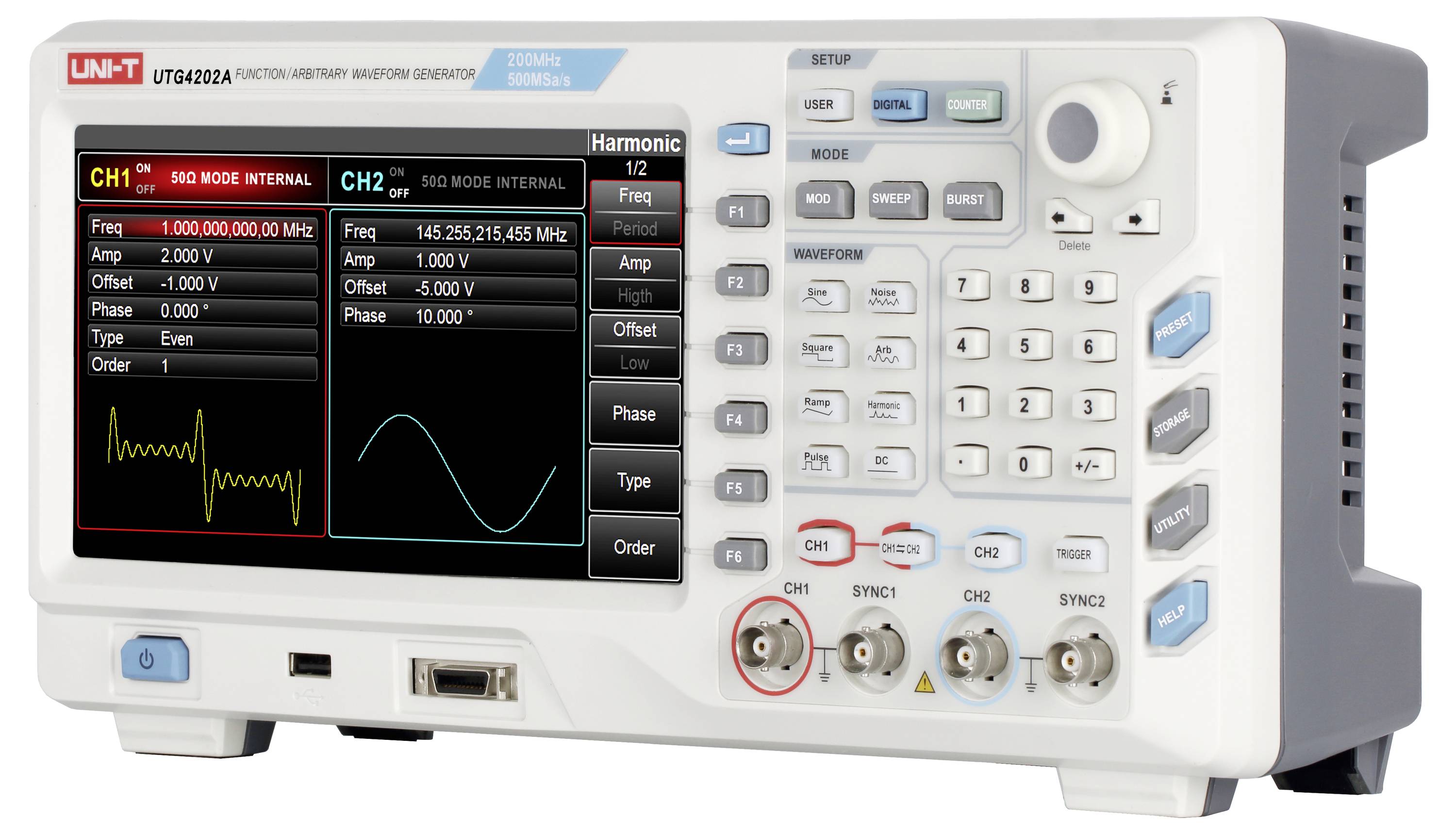 Uni-T UTG4202A Functiegenerator 1 µHz - 200 MHz 2-kanaals Arbitrair-2