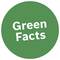 Groen cirkellogo met witte tekst 'Green Facts' gecentreerd erin.