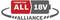 Logo van Power for All Alliance met rode 'POWER FOR ALL' en grijs '18V' batterijpictogram boven een ovale ring en 'ALLIANCE'-tekst.