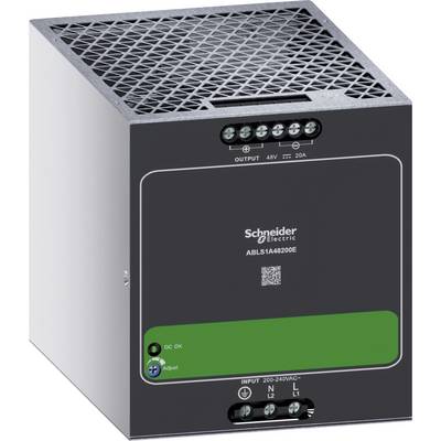Schneider Electric ABL51A48200E 48V voedingseenheid met klemmenblok en statusaanwijzers aan de voorkant.