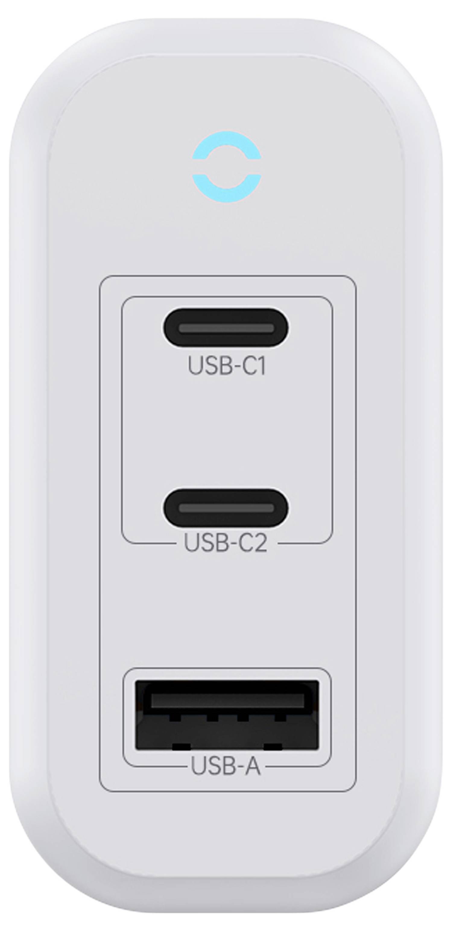 VOLTCRAFT UC-70W001 USB-oplader 70 W 1x USB-A, 2x USB-C Fast Charge, USB PD 3.2 Wit Binnen GaN-1