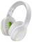 Witte over-ear koptelefoon met lime-groene accenten, afgebeeld op een effen witte achtergrond.