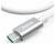 Zilveren USB-C oplaadkabel met gevlochten wit koord en Hama-connector gelabeld 240W op een witte achtergrond