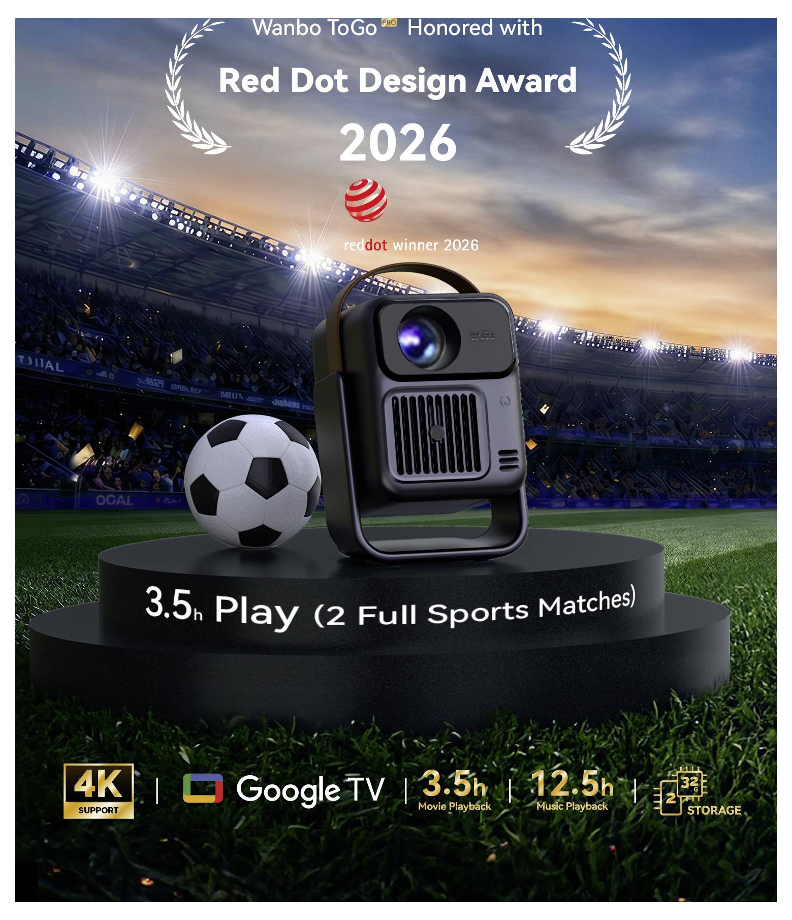 Wanbo Togo Pro Beamer LED 500 ANSI-lumen 1920 x 1080 Full HD Geïntegreerde luidspreker, Autofocus, Full HD, Met afstands-30