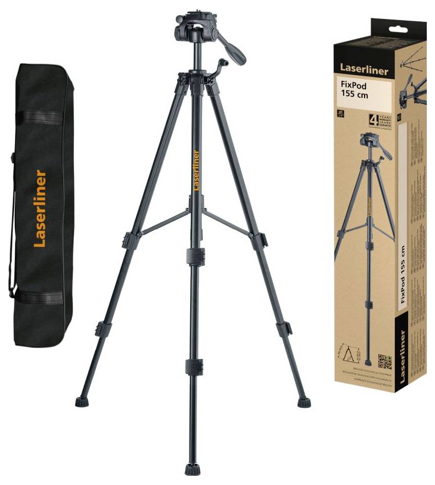 Laserliner FixPod 155 cm statief met draagtas en productdoos.