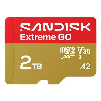 SanDisk Extreme GO 2TB microSDXC geheugenkaart met V30, A2 en U1 snelheidsklassificaties