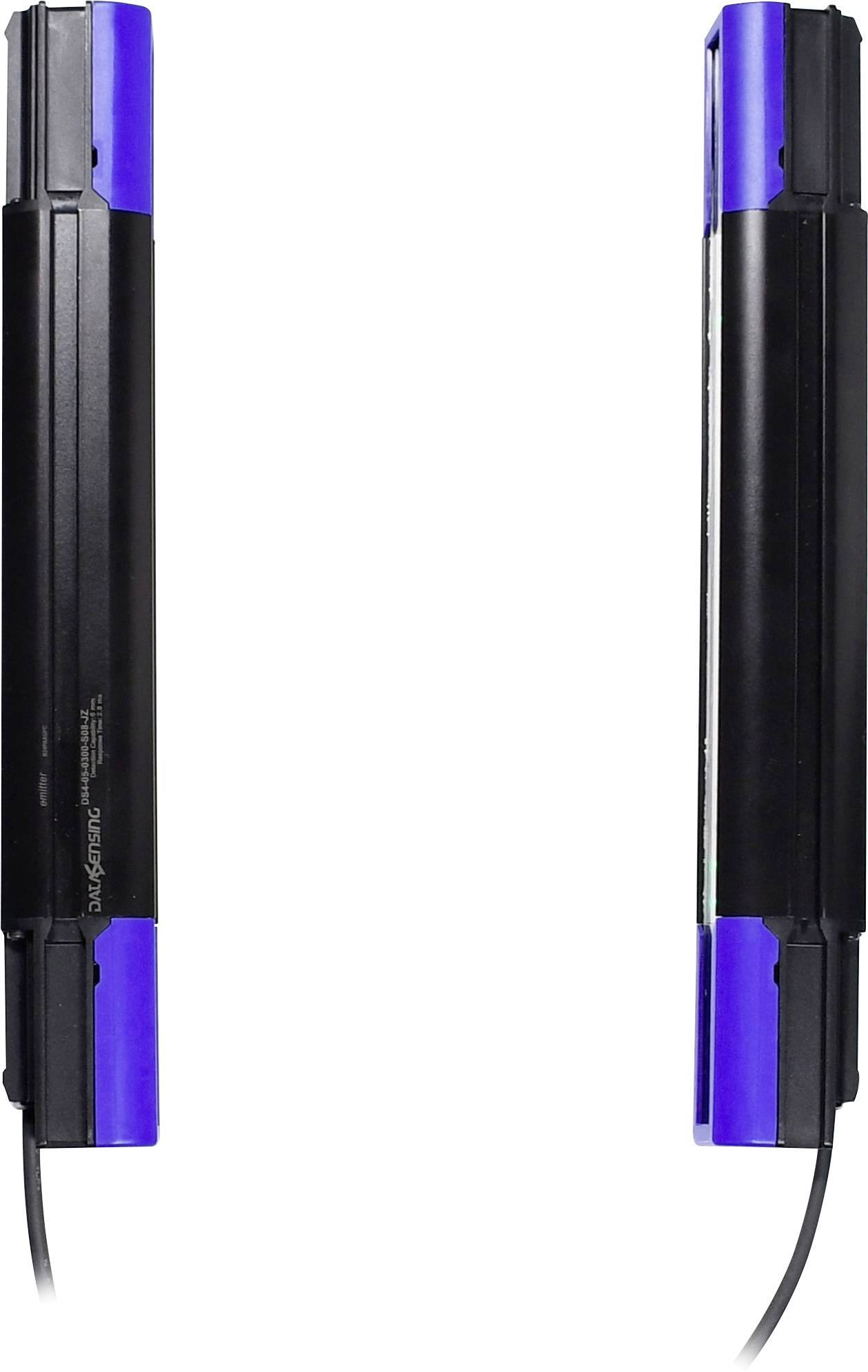 Twee zwart-met-blauwe krultang-stylingtools naast elkaar op een witte achtergrond weergegeven, met netsnoeren die naar beneden hangen.