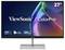 ViewSonic ColorPro 27-inch monitor van voren weergegeven, met IPS SuperClear, 100% sRGB, en 120 Hz functies uitgelicht.