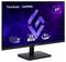 ViewSonic 34-inch ultrabreed monitor op een standaard, met een rode promotiescherm waarop '2K UWQHD', '120Hz' en USB-C pictogrammen worden weergegeven.