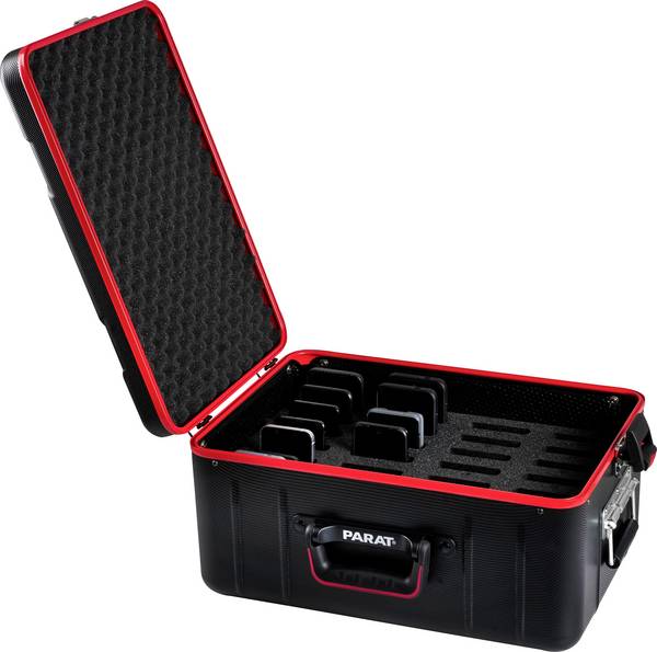Parat PARAPROJECT® Case Mobile ACTIVE Laad- en managementsysteem  28 opbergvakken met een afmeting van de vakken voor de eindtoestellen van (B x D x H) 18 x 90 x 110 mm (plus 40 mm extra hoogte door de kofferdeksel)