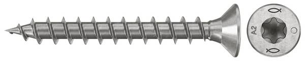 Fischer 574055  Spaanplaatschroef 3 mm 30 mm TX    RVS  200 stuk(s)
