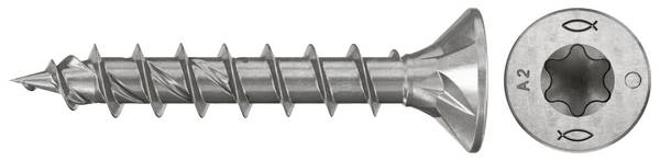 Fischer 574064  Spaanplaatschroef 4 mm 30 mm TX    RVS  200 stuk(s)