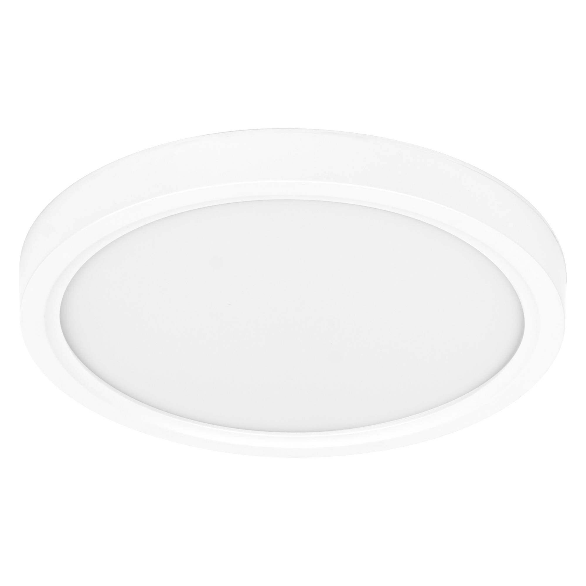 Rond wit plafondlicht op een effen witte achtergrond.