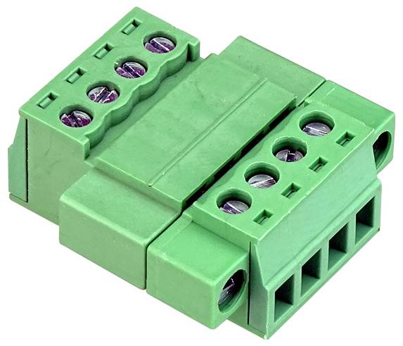 Groene schroefdraad-klemmenblok elektrische connector met meerdere aansluitpoorten voor draden en bevestigingsschroefsplaten op een witte achtergrond