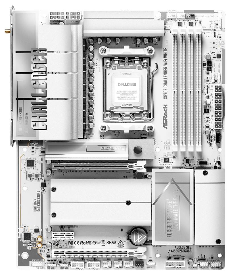 ASRock ASROCK X870E Challenger WiFi White (AM5) Moederbord Socket AMD AM5 Vormfactor ATX Moederbord chipset AMD® X870E-1