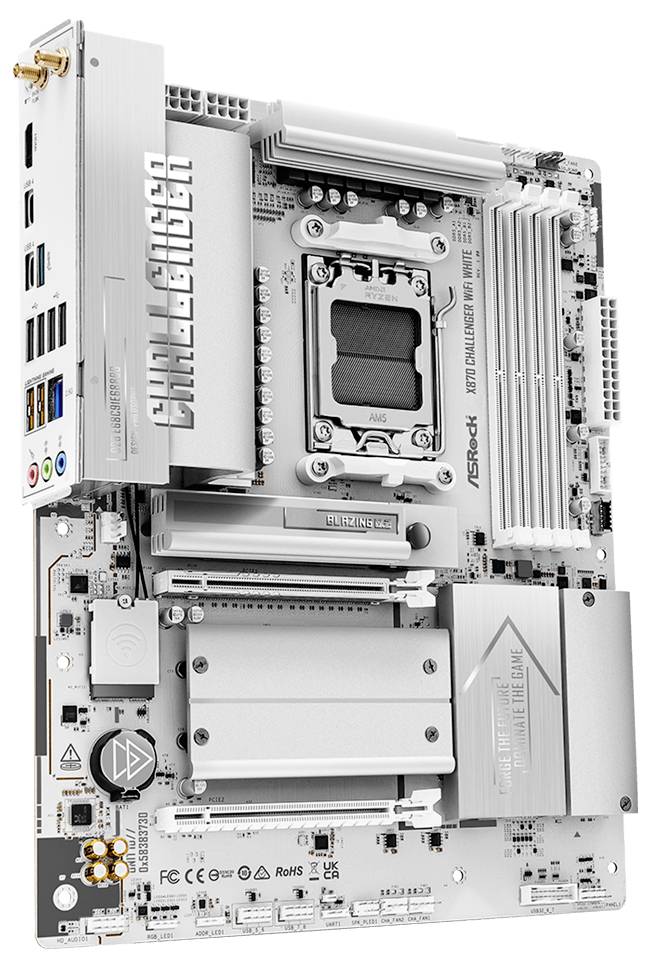 ASRock ASROCK X870 Challenger WiFi White (AM5) Moederbord Socket AMD AM5 Vormfactor ATX Moederbord chipset AMD® X870-3
