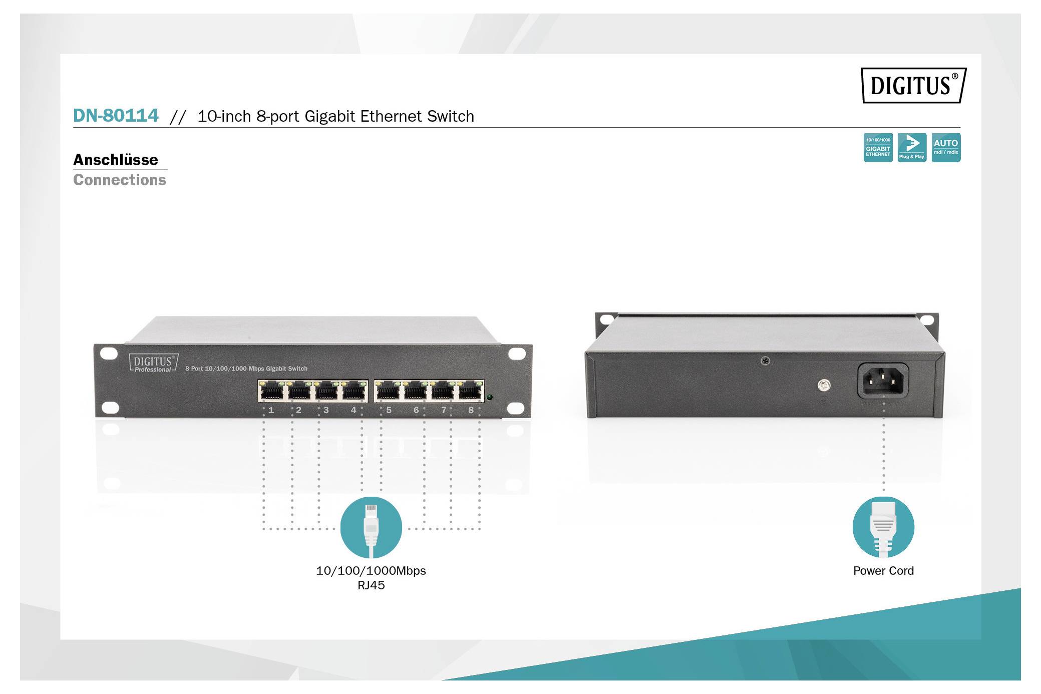 Digitus DN-80114-1 DN-80114-1 Ethernet Switch 8 poorten-1