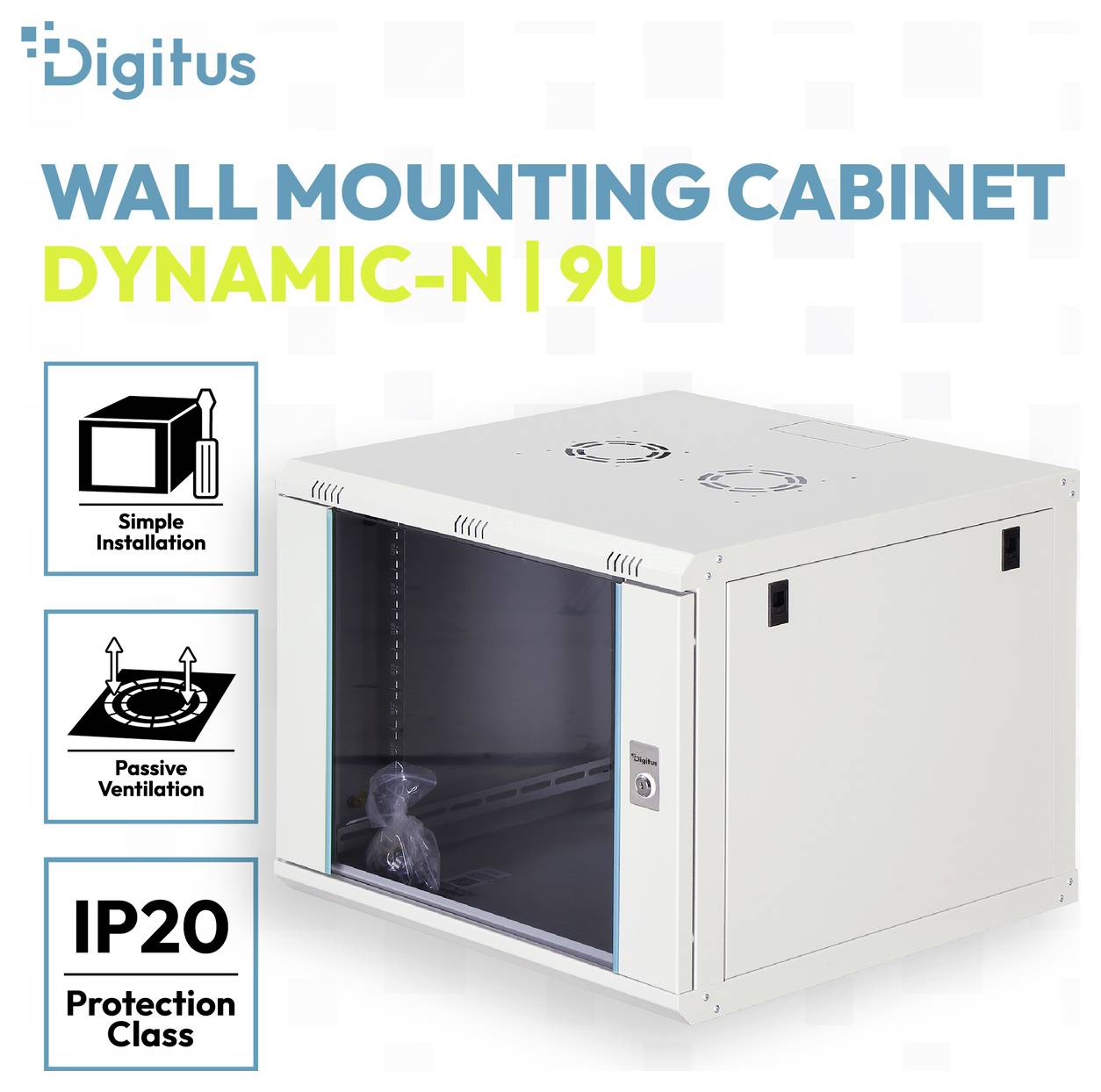 Digitus DN-37106 19inch-patchkast 9 HE Grijs, Grijs (RAL 7035), Lichtgrijs, Grijs-wit (RAL 7035)-1