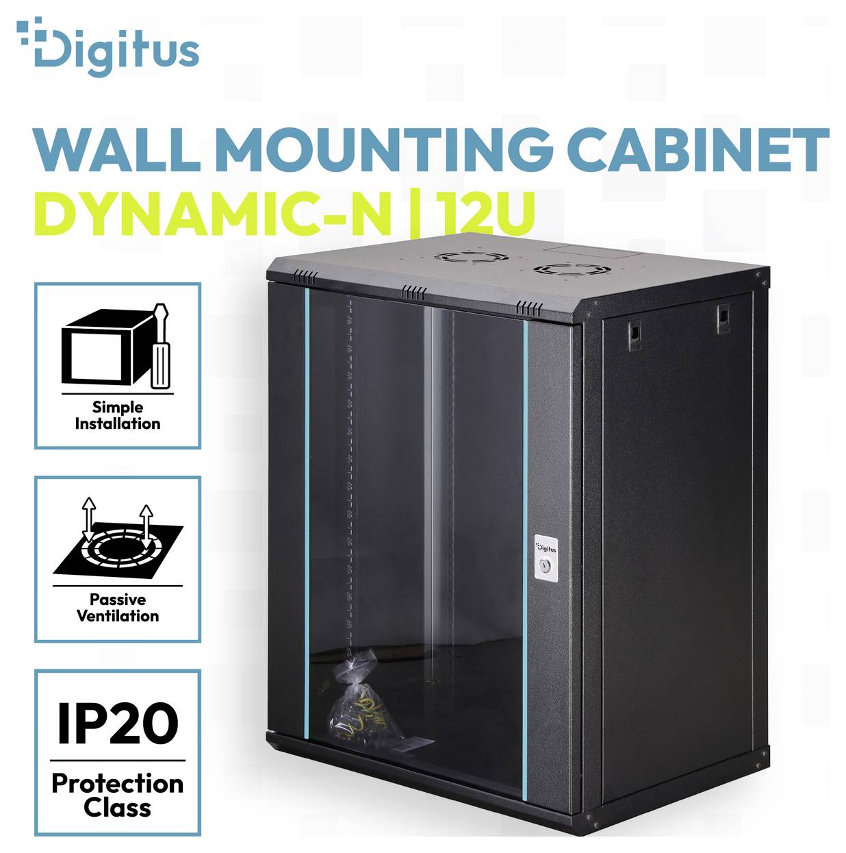 Digitus DN-37113 19inch-patchkast 16 HE Zwart, Zwart (RAL 9005)-1