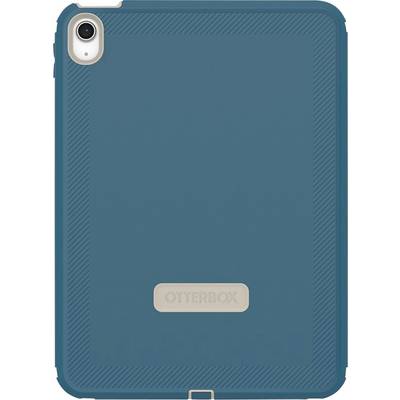 Teal OtterBox tablettas met cameragat en gecentreerd OtterBox-logo, weergegeven in vooraanzicht.