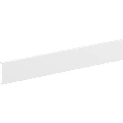 Lange witte rechthoekige wandplank of lijst weergegeven in perspectief op een witte achtergrond.