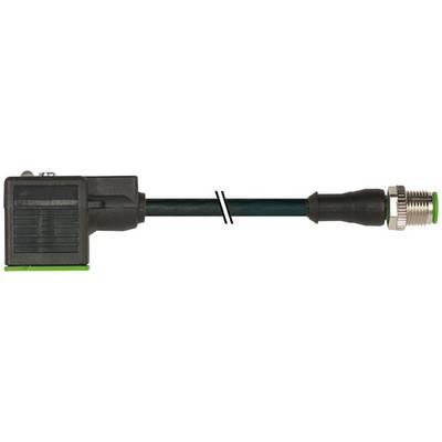 Zwarte kabeladapter met een grote rechthoekige connector aan het ene uiteinde en een draadverbinding metalen connector aan het andere uiteinde, verbonden door een korte kabel.