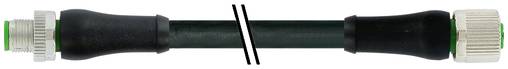 Een zwarte slangconnector met groen-en-wit schroefdraadeinden, afgebeeld op een effen witte achtergrond.