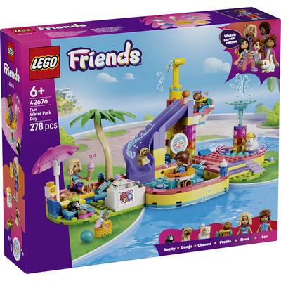 LEGO Friends Grappige Waterpark Dagset doos, met een kleurrijke waterpark speelscène met glijbanen, zwembad, minifiguren, 278 onderdelen, voor kinderen van 6 jaar en ouder