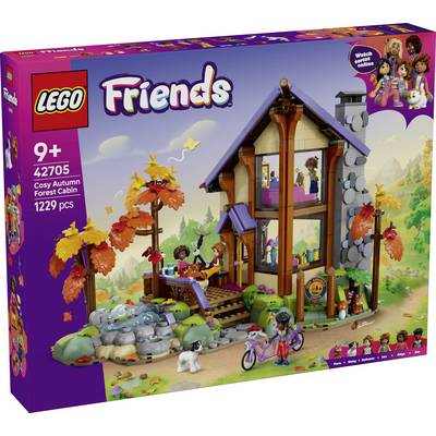 LEGO Friends 'Gezellig herfsthuis' set doos voor 9+, 42705, 1229 stukken, met een twee verdiepingen tellende boshuisje met herfsttafereel en minipoppen.