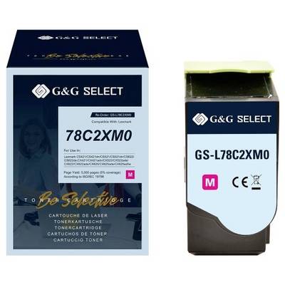 G&G SELECT magenta tonercartridge doos en cartridge gelabeld '78C2XM0' en 'GS-L78C2XM0' voor Lexmark printers.