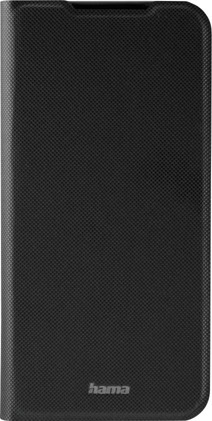 Zwart gestructureerde Hama telefoonhoesje of folio-cover met afgeronde hoeken en subtiel logo onderaan