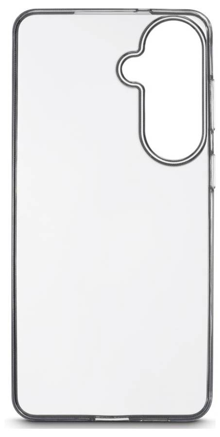 Transparante smartphone case met een grote uitsparing voor de achterraarcase en randen rondom de telefoonbehuizing
