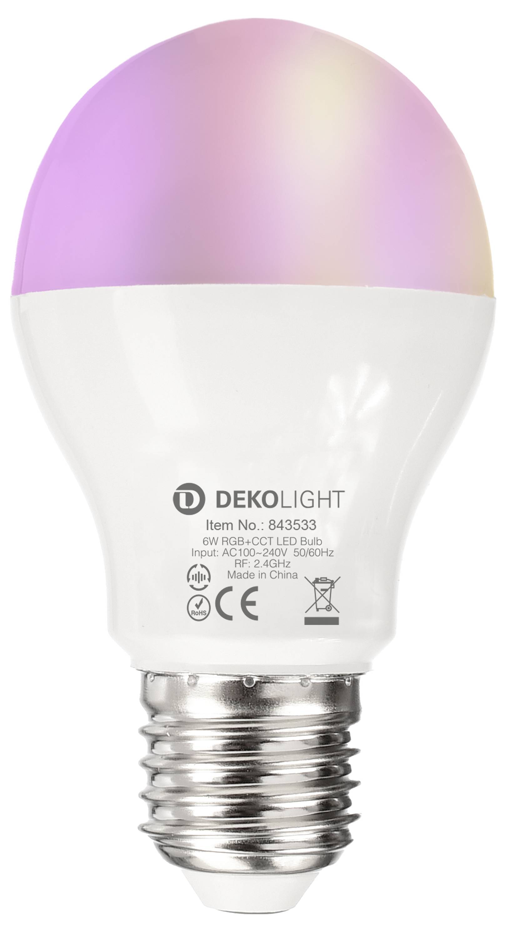 Deko Light 843533 LED-lamp Energielabel F (A - G) E27 6 W RGB, Warmwit, Koudwit (Ø x h) 57 mm x 100 mm 1 stuk(s) – Foto 2 van 2