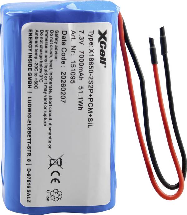 XCell  Speciale oplaadbare batterij Aantal cellen: 4 Batterijgrootte: 18650  Li-ion 7.4 V 7000