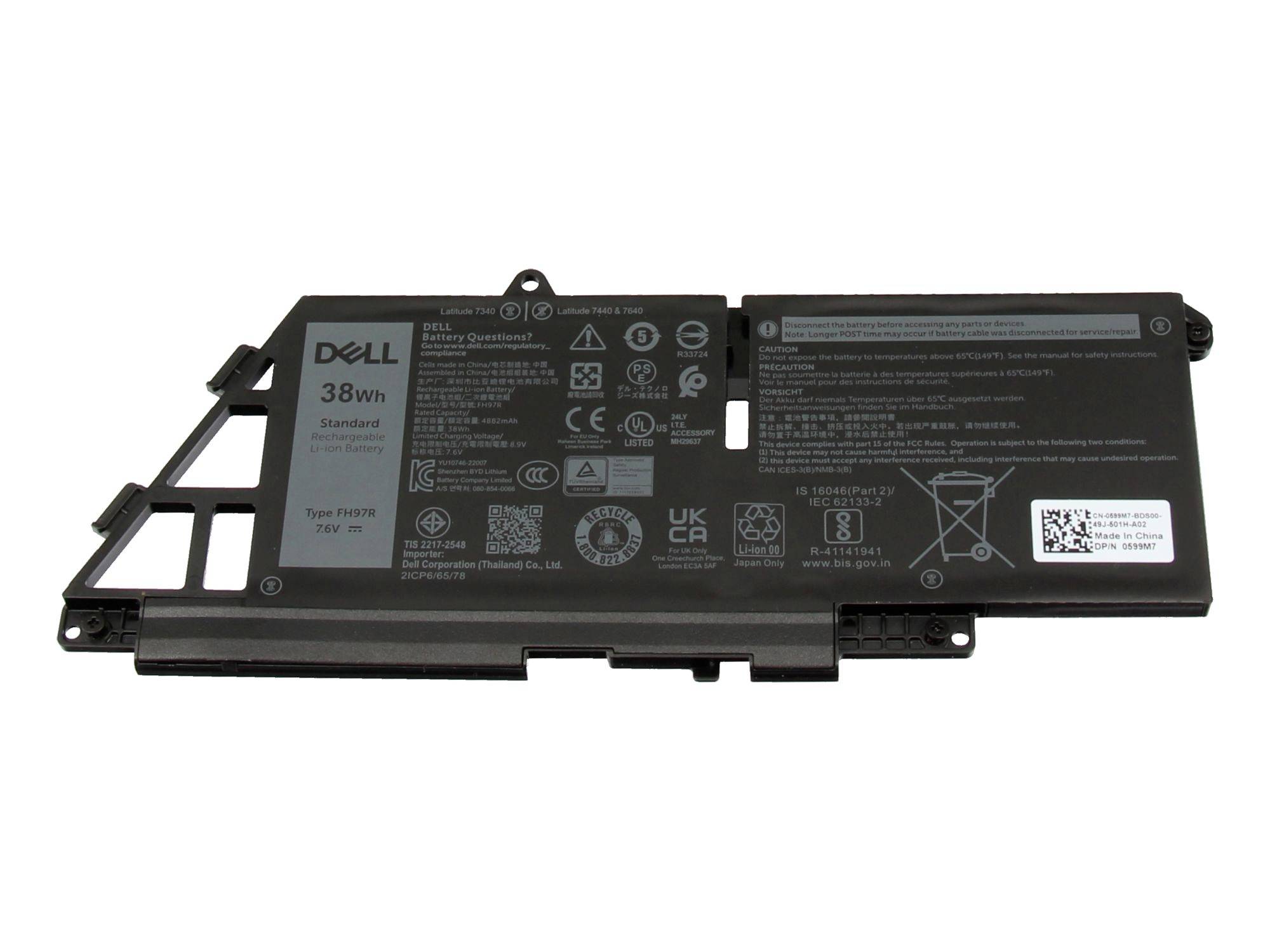 Dell Akku FH97R FH97R Laptopaccu 7.60 V 4882 mAh Dell