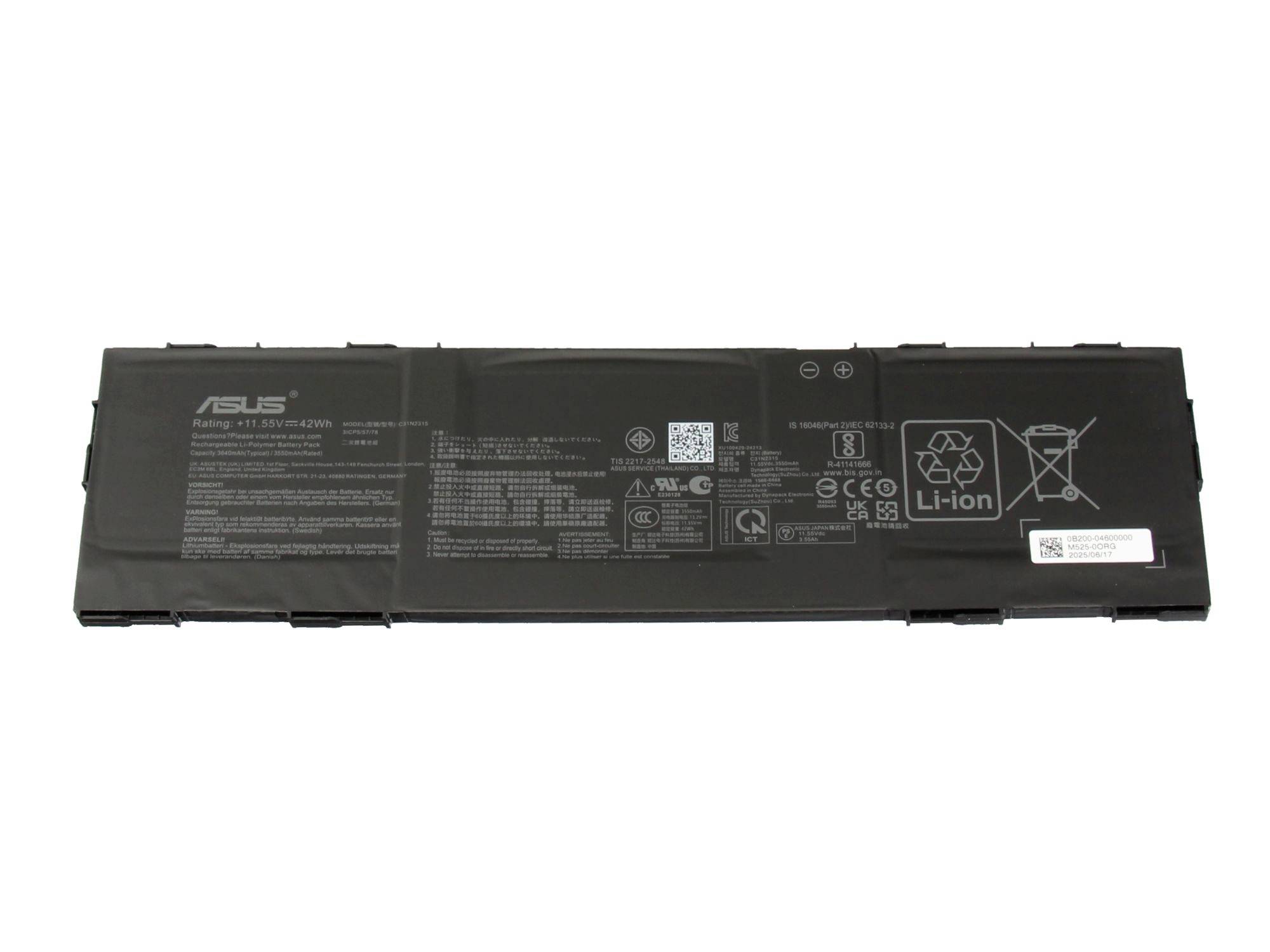 Asus Akku 0B200-04600000 0B200-04600000 Laptopaccu 11.55 V 3640 mAh Asus
