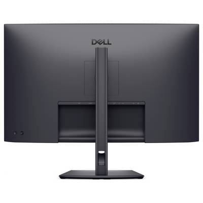 Achteraanzicht van een Dell-computermonitor op een standaard, met het centrale ondersteuningskolom en de basis zichtbaar.