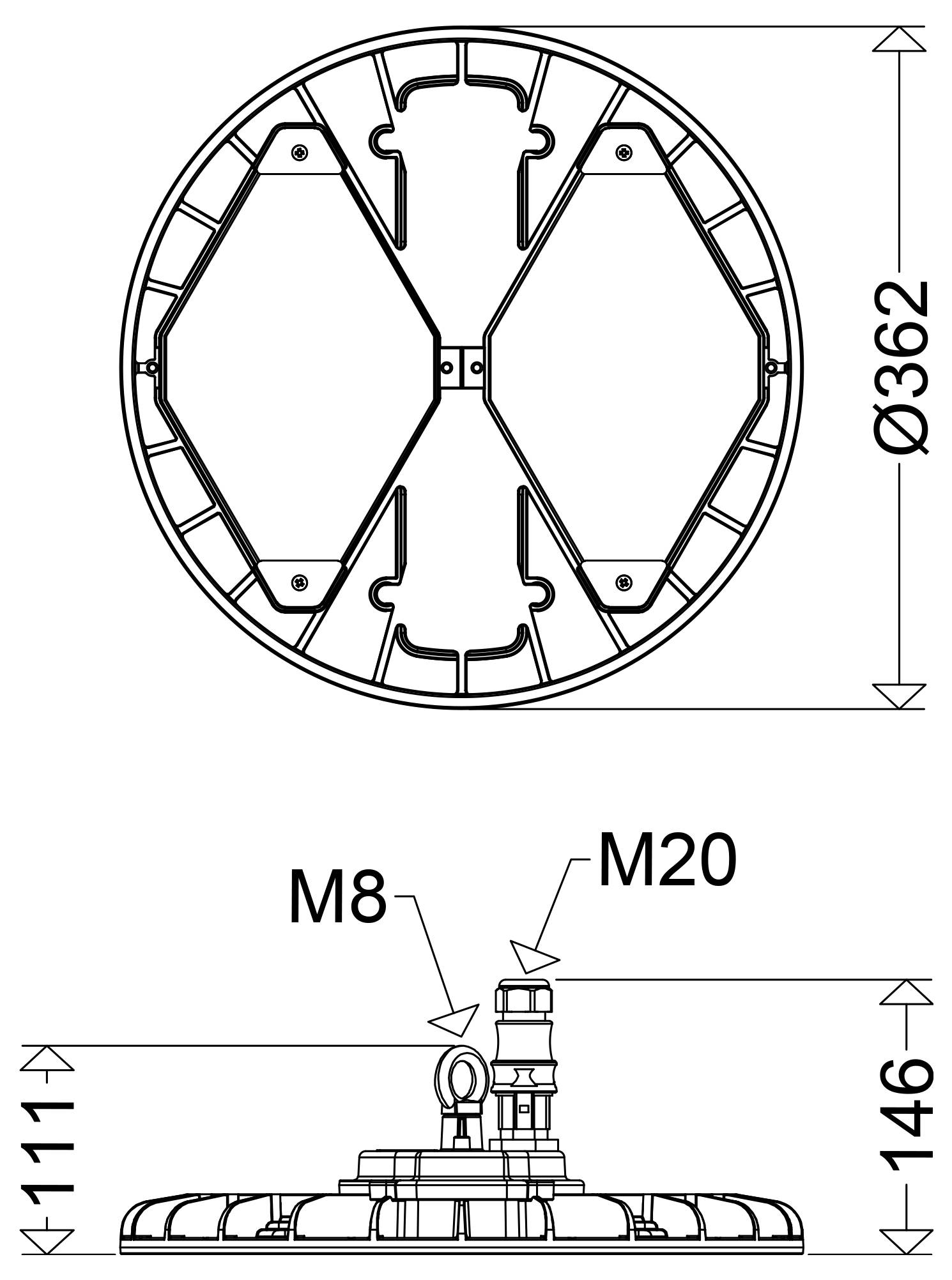 Schuch 3420 L200TB D 342000005 LED-hanglamp LED 123 W Grijs-1